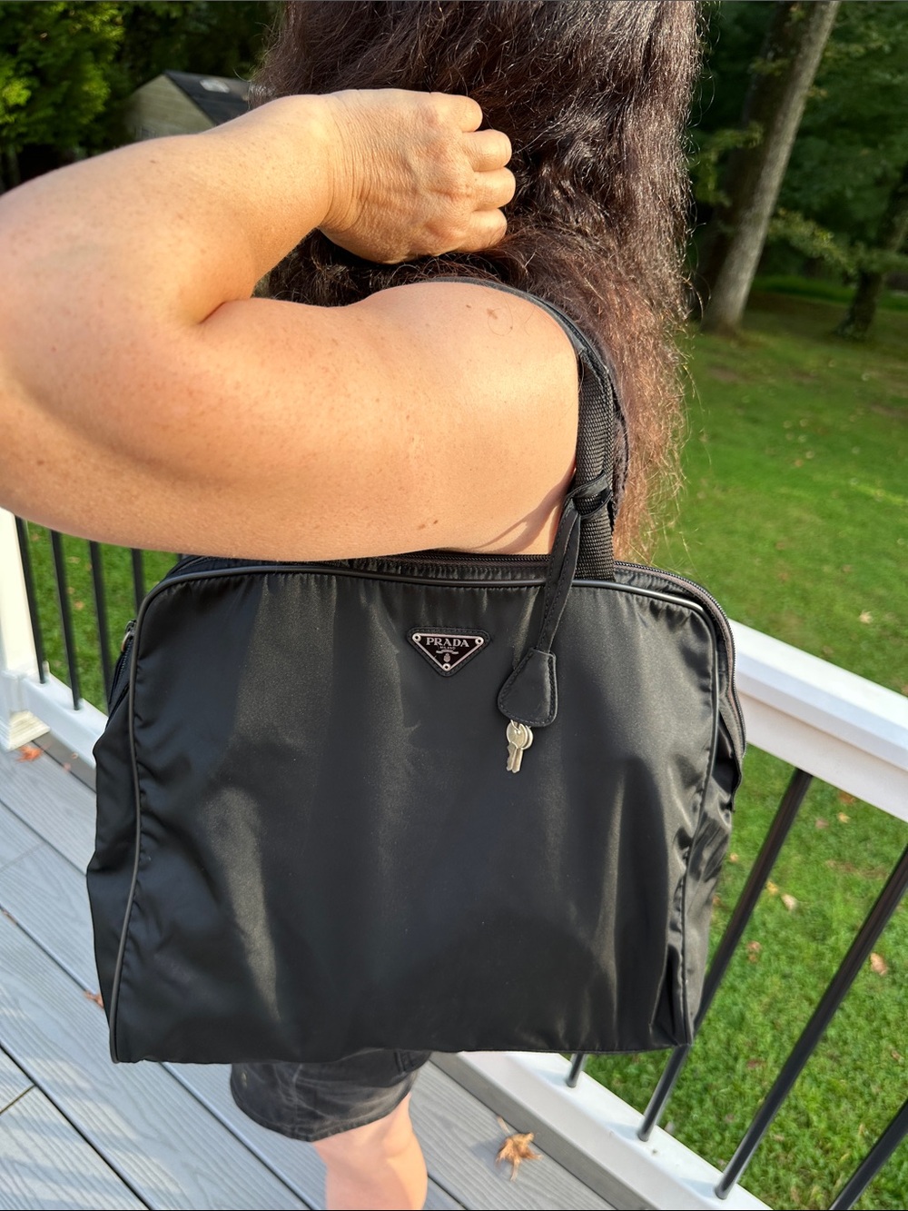 PRADA Tessuto Nylon Black Business Tote Bag Authentic with Silver Hardware - Picture 11 of 16